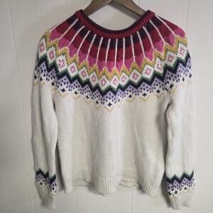 Marine Layer Coastal Grandma Patterned Sweater Wool Alpaca Blend Size Large